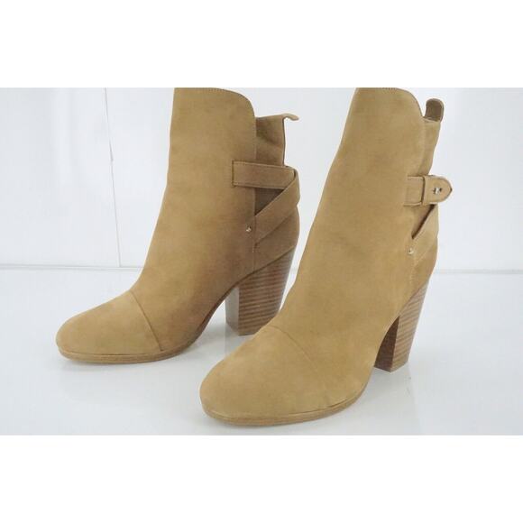 Rag & Bone Kinsey Brown Suede Block Heels Ankle Boots Size 38 $595 NIB - Picture 3 of 11